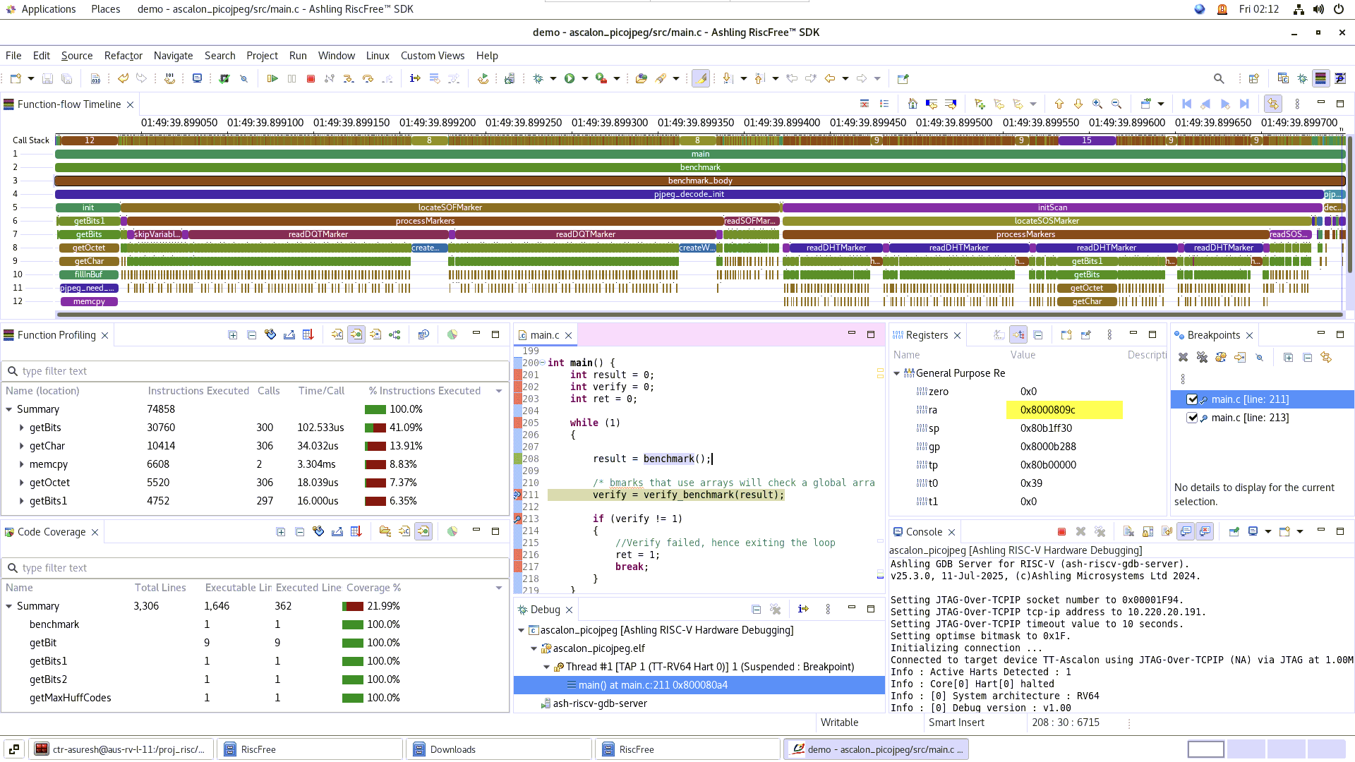 Figure 1. Ashling’s RiscFree debugging and tracing support.